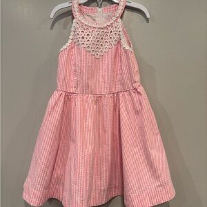 Lilly Pulitzer Pink Striped Kids Dress with White Details